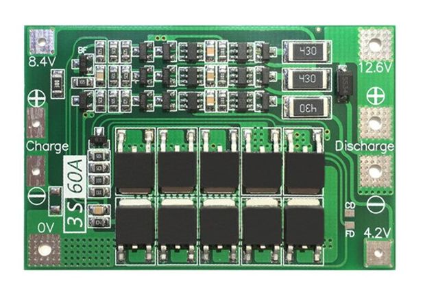 BMS Balance Board 3S 60A for 3.6-3.7v Li-ion Lithium Battery